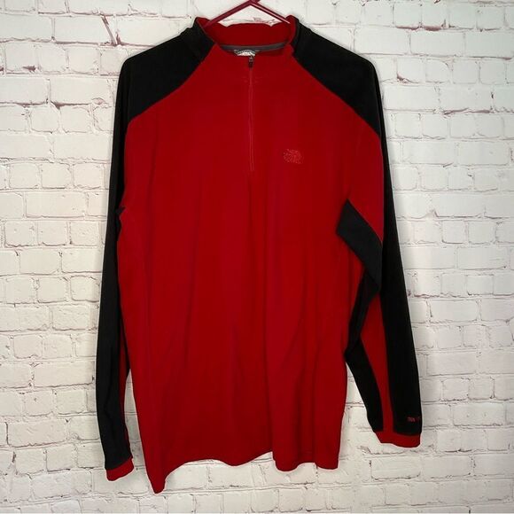 The North Face Fleece Jacket Mens XL Long Sleeve 1/4 Zip Red & Black TKA 100‎ - Picture 5 of 7